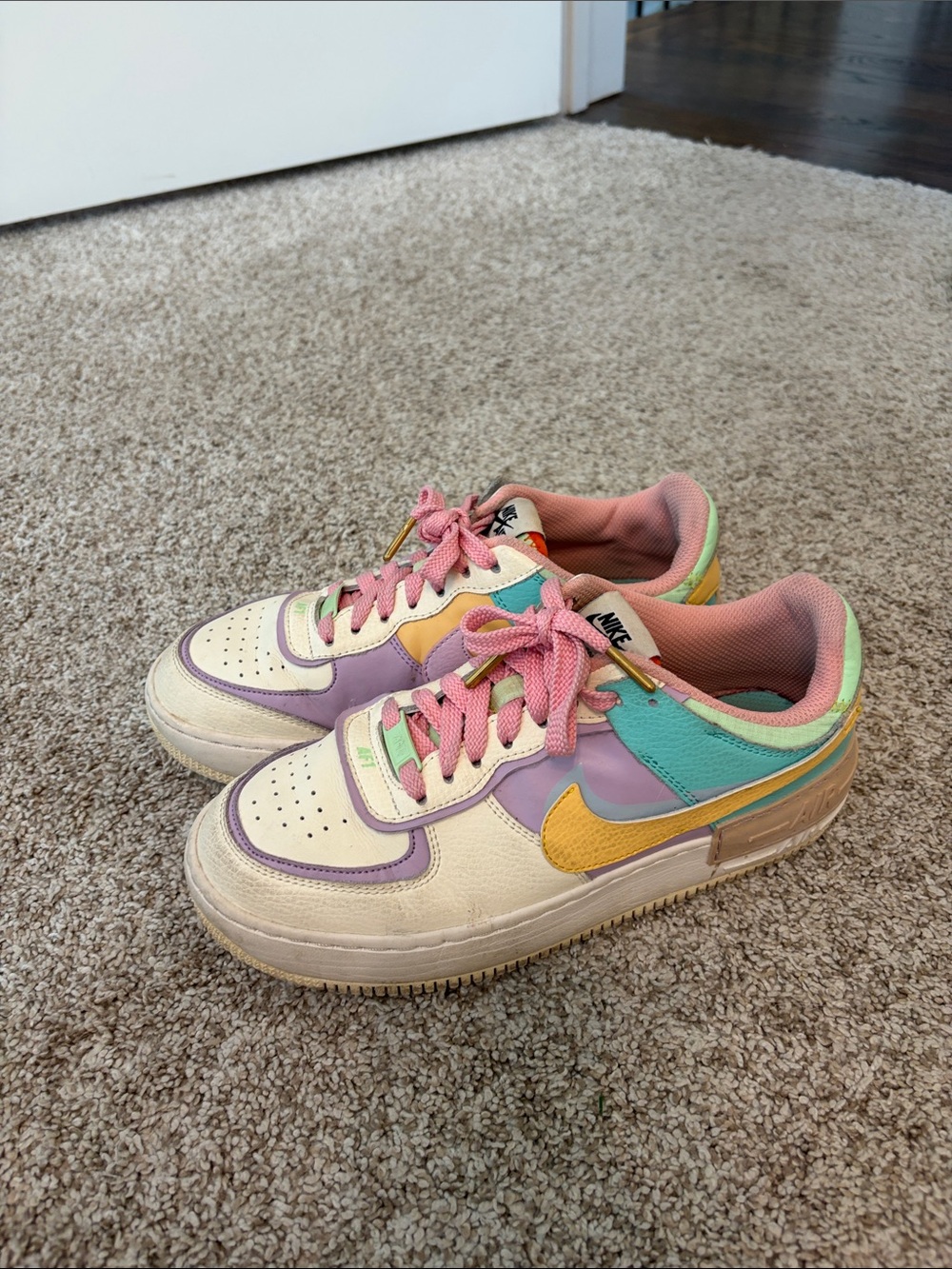 Nike Women’s Multi-Color Low Top Sneakers - Pink, Yellow, Teal, Lavender
